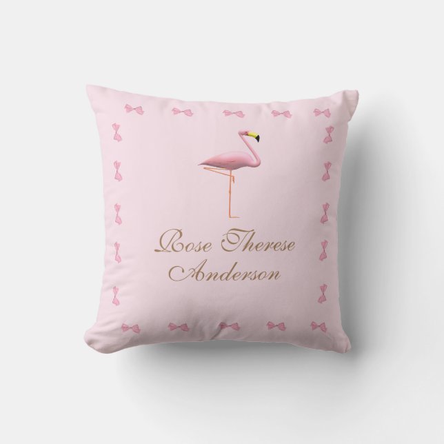 Coussin Flamant rose rose personnalisé Thème (Recto)