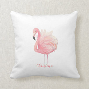 Coussin Flamant rose rose, plumes roses, Baby Girl Nursery