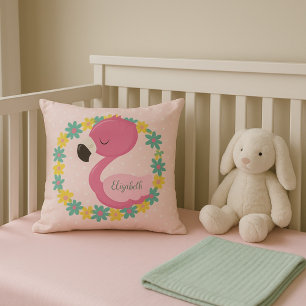 Coussin Flamant rose rose sur pois rose arrière - plan