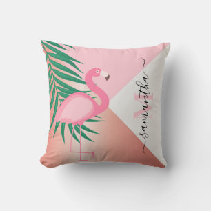 Coussin Flamant rose rose tropical