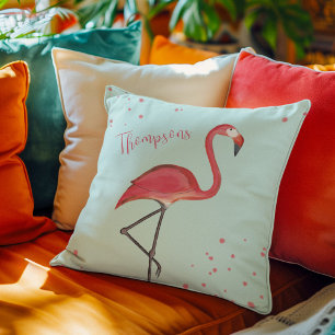 Coussin Flamant rose rose Tropical personnalisé