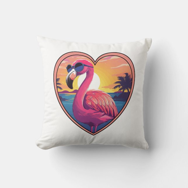 Coussin Flamant rose sur la plage (Recto)