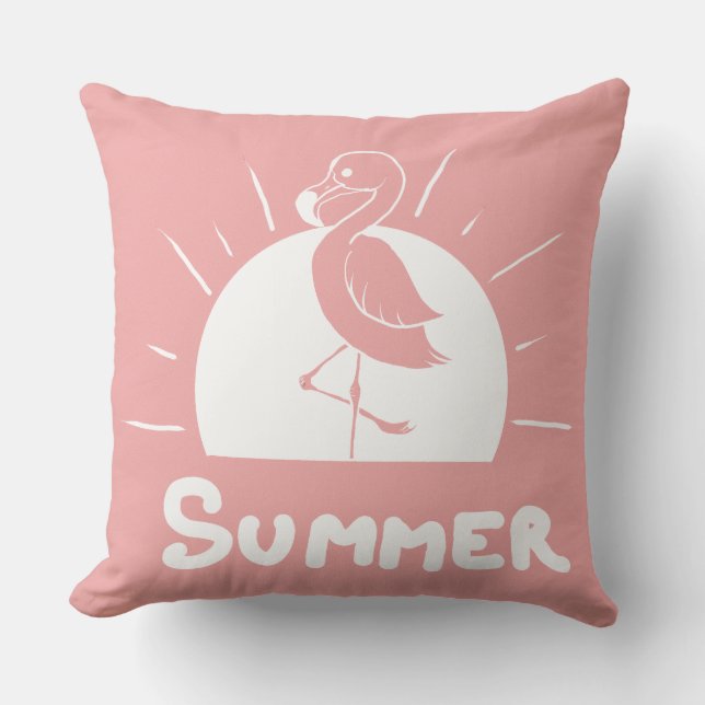 Coussin flamant rose symbolisant l'été (Recto)