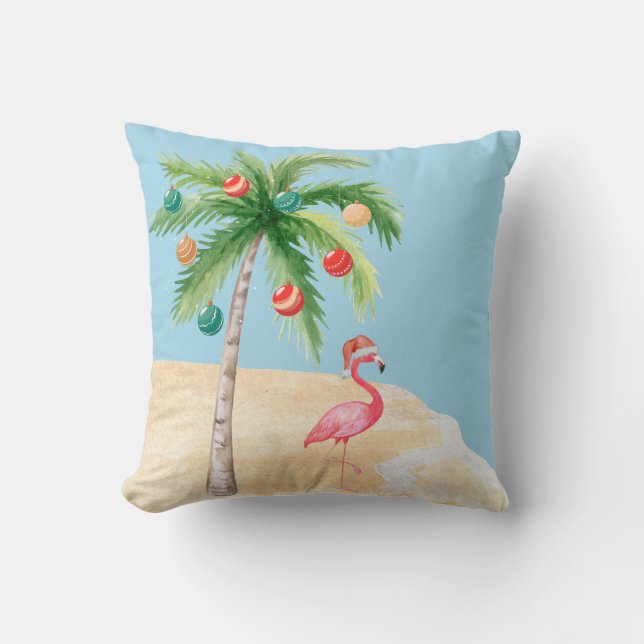 Coussin Flamant rose Tropical Palm Tree (Recto)