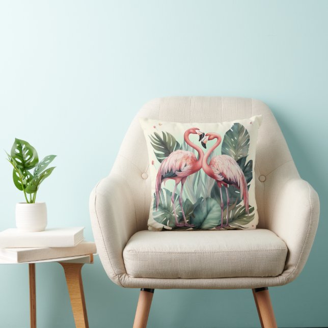 Coussin Flamant rose tropical rose (Chaise)