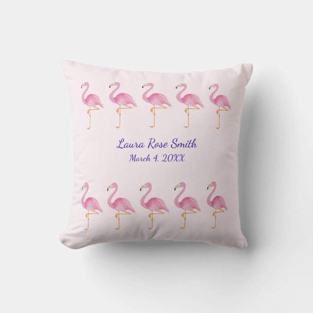 Coussin Flamants de nouveau-nés monogrammes (Recto)