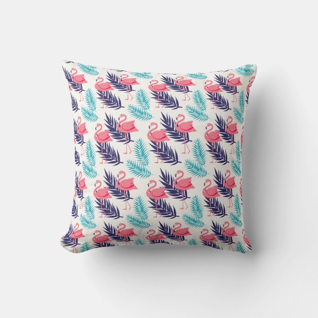 Coussin Flamants Motif Tropical (Recto)