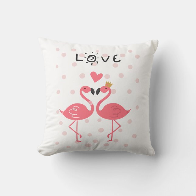 Coussin Flamants roses amoureux (Recto)