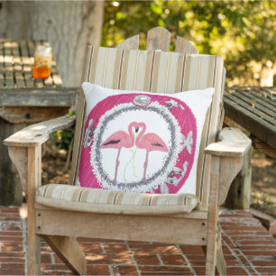Coussin Flamants roses de Noël Glamour