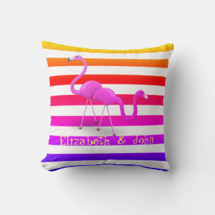 Coussin Flamants roses mignons, Ombre Stripes