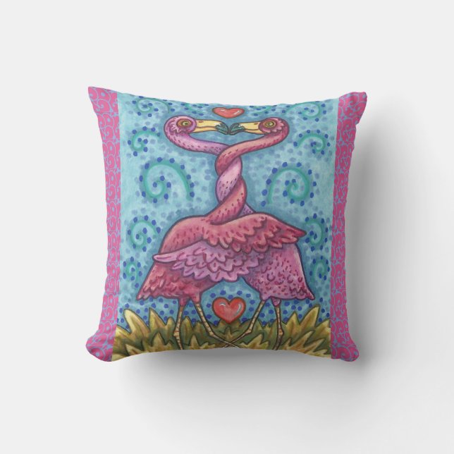 Coussin Flamants roses ROSE KISSING JETER PILLOW (Recto)