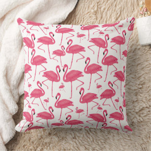 Coussin Flamants roses roses sur Arrière - plan blanc
