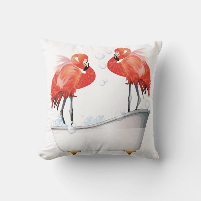 Coussin Flamants roses soyeux roses (Recto)
