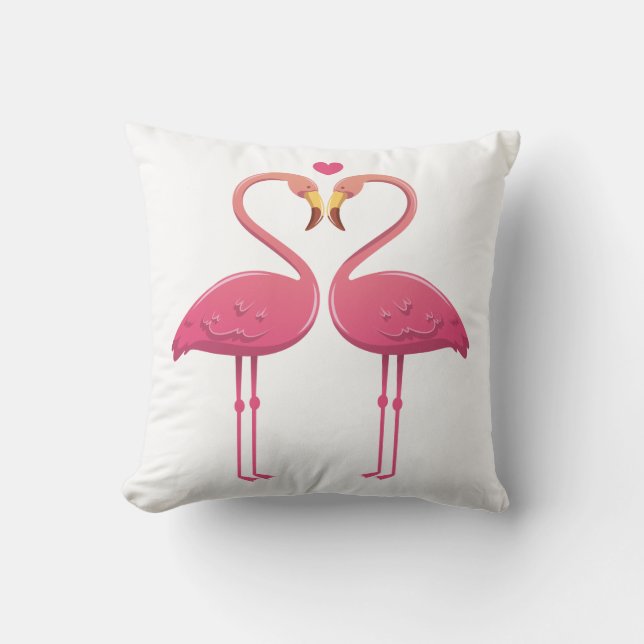 Coussin Flamants Roses Tropicaux Amour - Mariage Plage Lua (Recto)