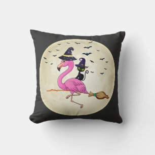 Coussin flamingo Halloween Costume Flamant rose chat Hallo