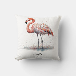 Coussin Flamingo Radiance : Art personnalisé à l'aquarelle