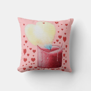 Coussin flamme en forme de coeur rouge bougie art rose