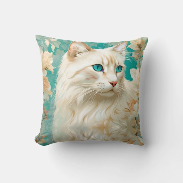 Coussin Flamme Lynx Point Siamese Portrait Art (Recto)