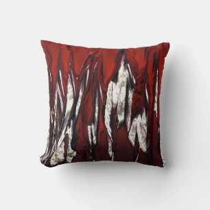 Coussin Flamme rouge Abstrait à blanc