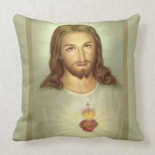 Coussin Flamme sacrée de croix de consécration de Jésus de