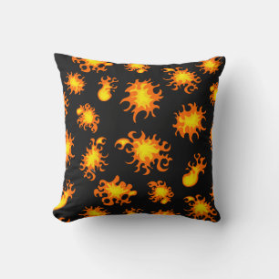Coussin Flammes de dessin sur pompier Cool noir