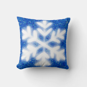 Coussin Flammes de neige bleu froid du Pôle Nord   neige m