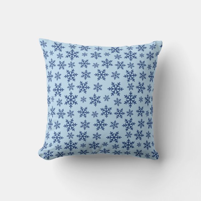Coussin Flammes de neige Bleues Hiver Accueil Décor de Noë (Recto)