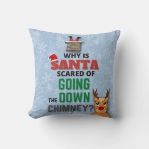 Coussin Flammes de neige de la cheminée du Père Noël drôle