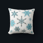 Coussin Flammes de neige gelées<br><div class="desc">Fluffy motif en gris,  aqua,  turquoise et blanc.</div>