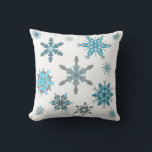 Coussin Flammes de neige gelées<br><div class="desc">Fluffy motif en gris,  aqua,  turquoise et blanc.</div>
