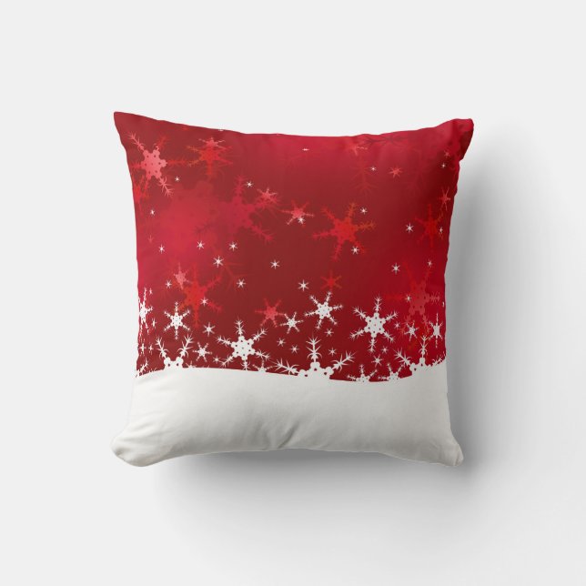 Coussin Flammes de neige rouges d'hiver de Noël (Recto)