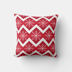 Coussin Flammes de neige rouges et blanches de Noël Motif