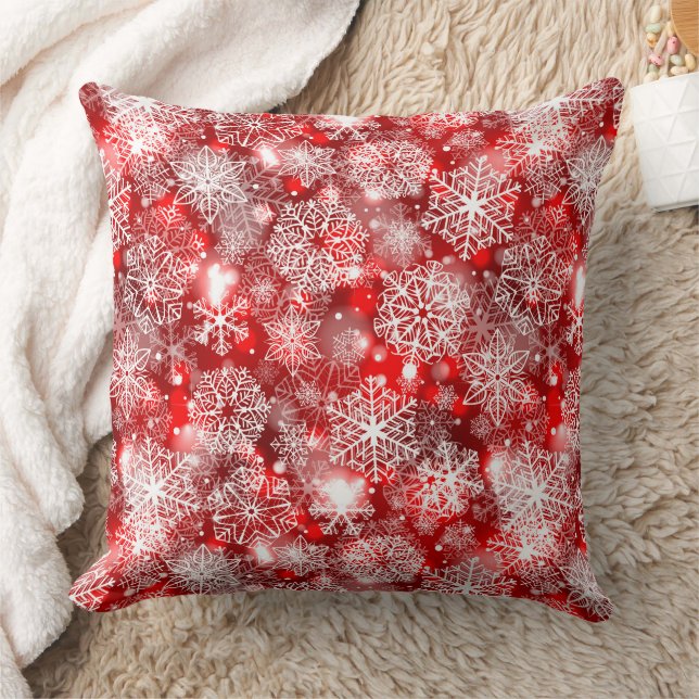 Coussin Flammes de neige sur rouge (Couverture)