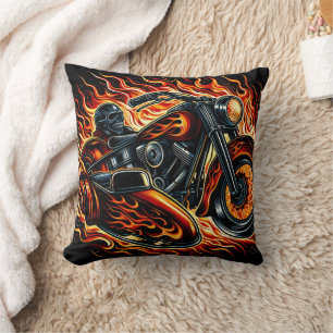 Coussin Flammes flamboyantes à la conduite de motos enflam