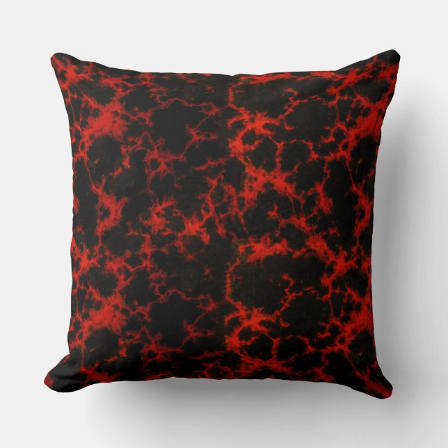 Coussin Flammes rouges et noires repérées vibrantes (Recto)