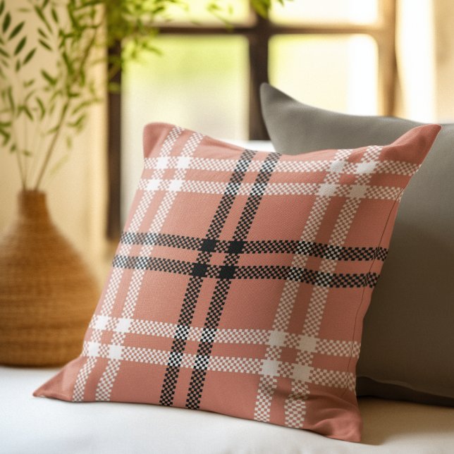 Coussin Flannelle Rustique Plaid Brûlé Orange Moderne Agri (Créateur téléchargé)