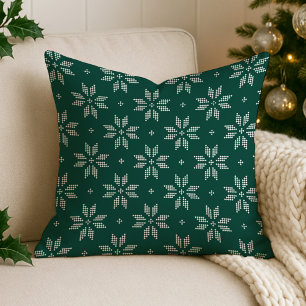 Coussin Fléau de neige nordique vert et blanc Fêtes