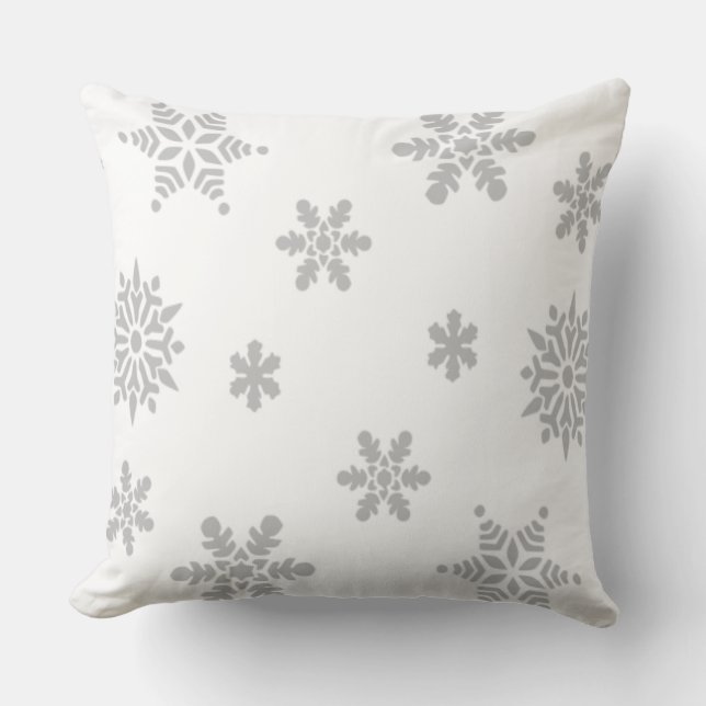 Coussin Fléaux de neige gris tombant (Recto)