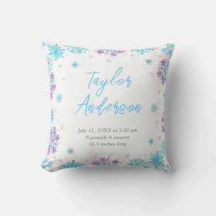 Coussin Fléaux de neige pourpre et bleu Statistiques de na