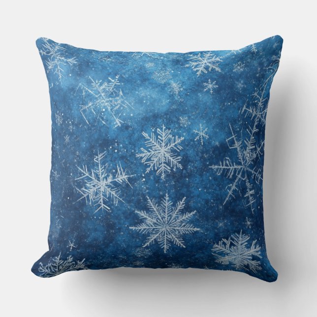 Coussin Flèche de neige de Noël bleu (Recto)