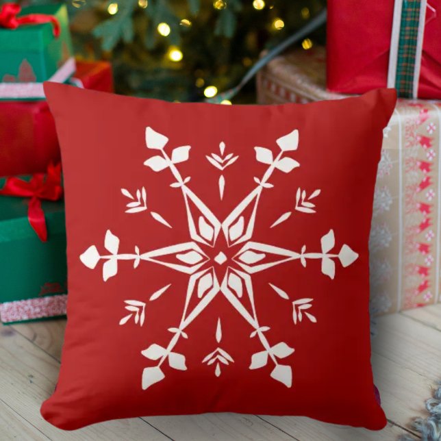 Coussin Flèche de neige rouge et blanche (Créateur téléchargé)