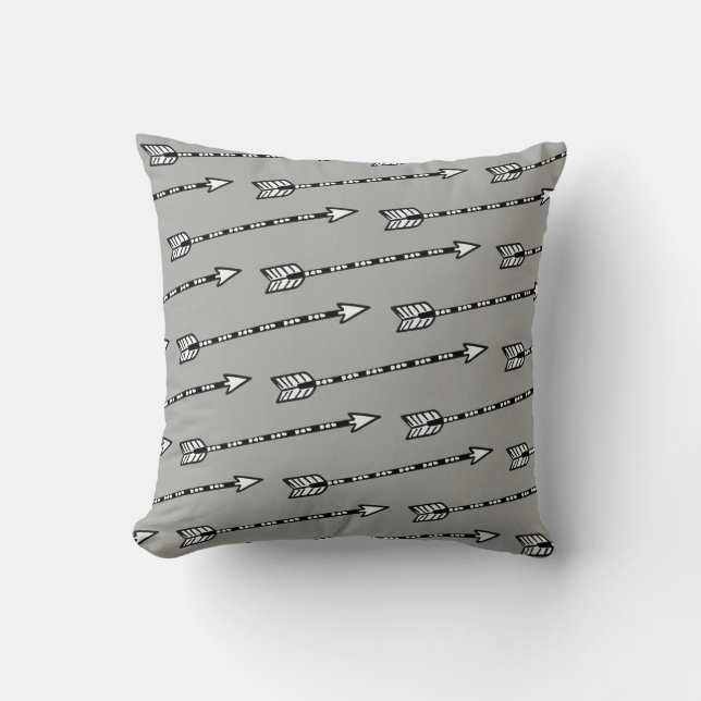 Coussin Flèche Motif noir blanc gris (Recto)