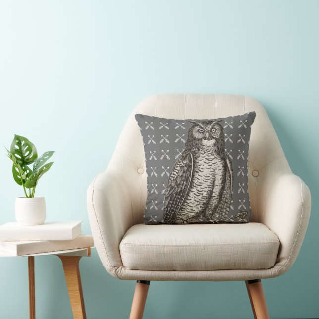 Coussin Flèche Motif Nouveau bébé Garçon Chambre Grey Owl (Chaise)