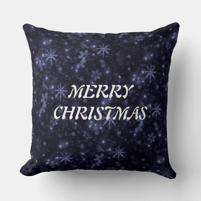 Coussin Flèches blanches Snowflakes Midnight Blue Backgd L (Recto)