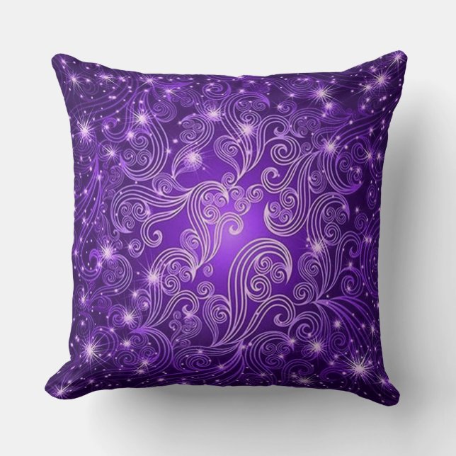 Coussin Flèches célestes pourpres et étoiles Jeter Oreille (Recto)