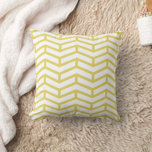Coussin Flèches croquantes opposées Chevron Blanc jaune (Couverture)