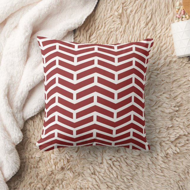 Coussin Flèches croquantes opposées Chevron Rouge Blanc (Couverture)