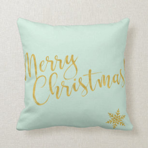 Coussin Flèches de neige en or bleu Joyeux de Noël