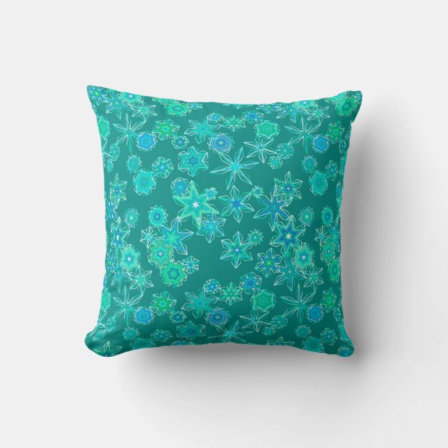 Coussin Flèches de neige géométriques modernes, Turquoise  (Recto)