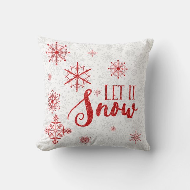 Coussin Flèches de neige modernes blanches et bordeaux - l (Recto)